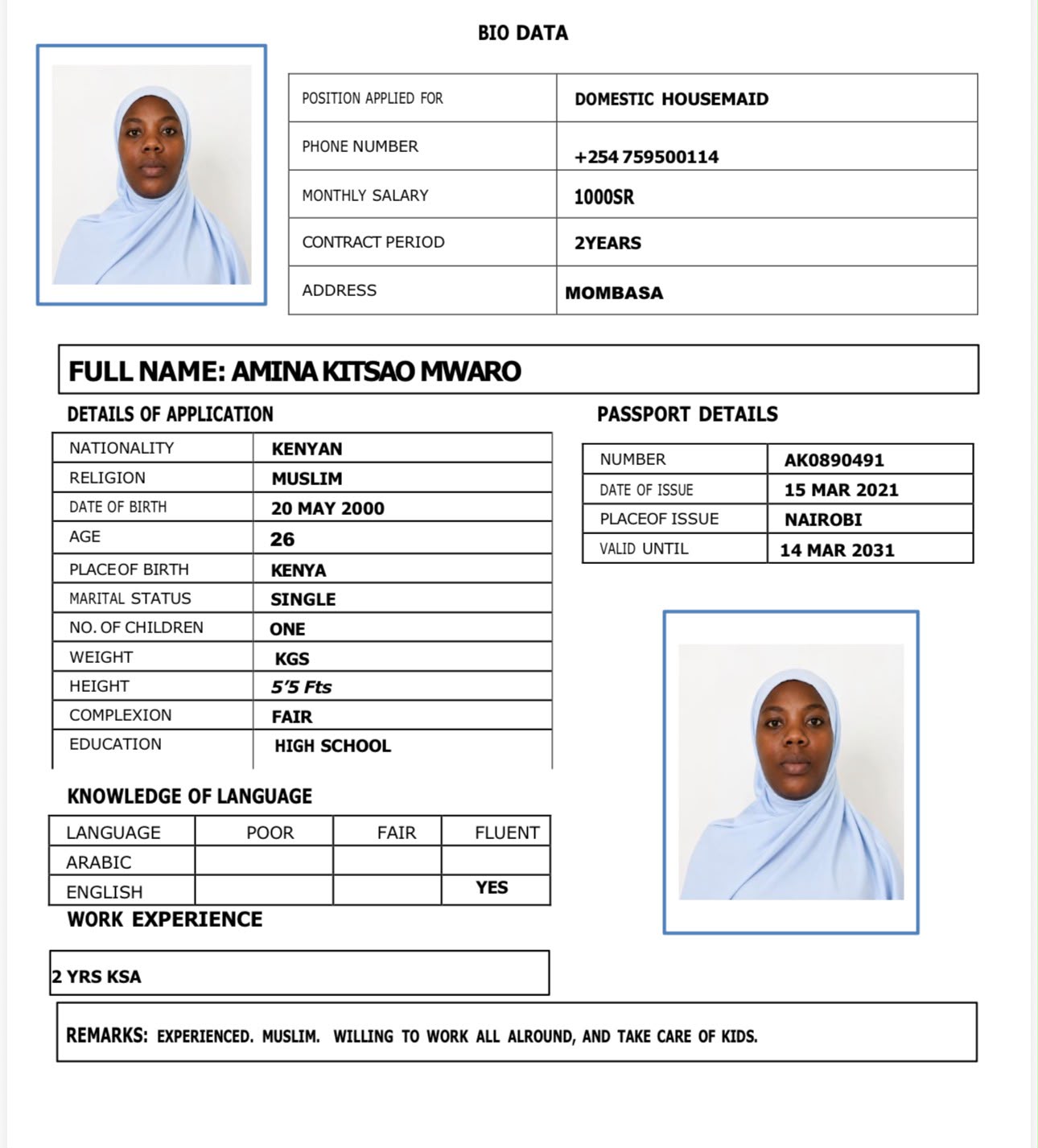 AMINA KITSAO MWARD