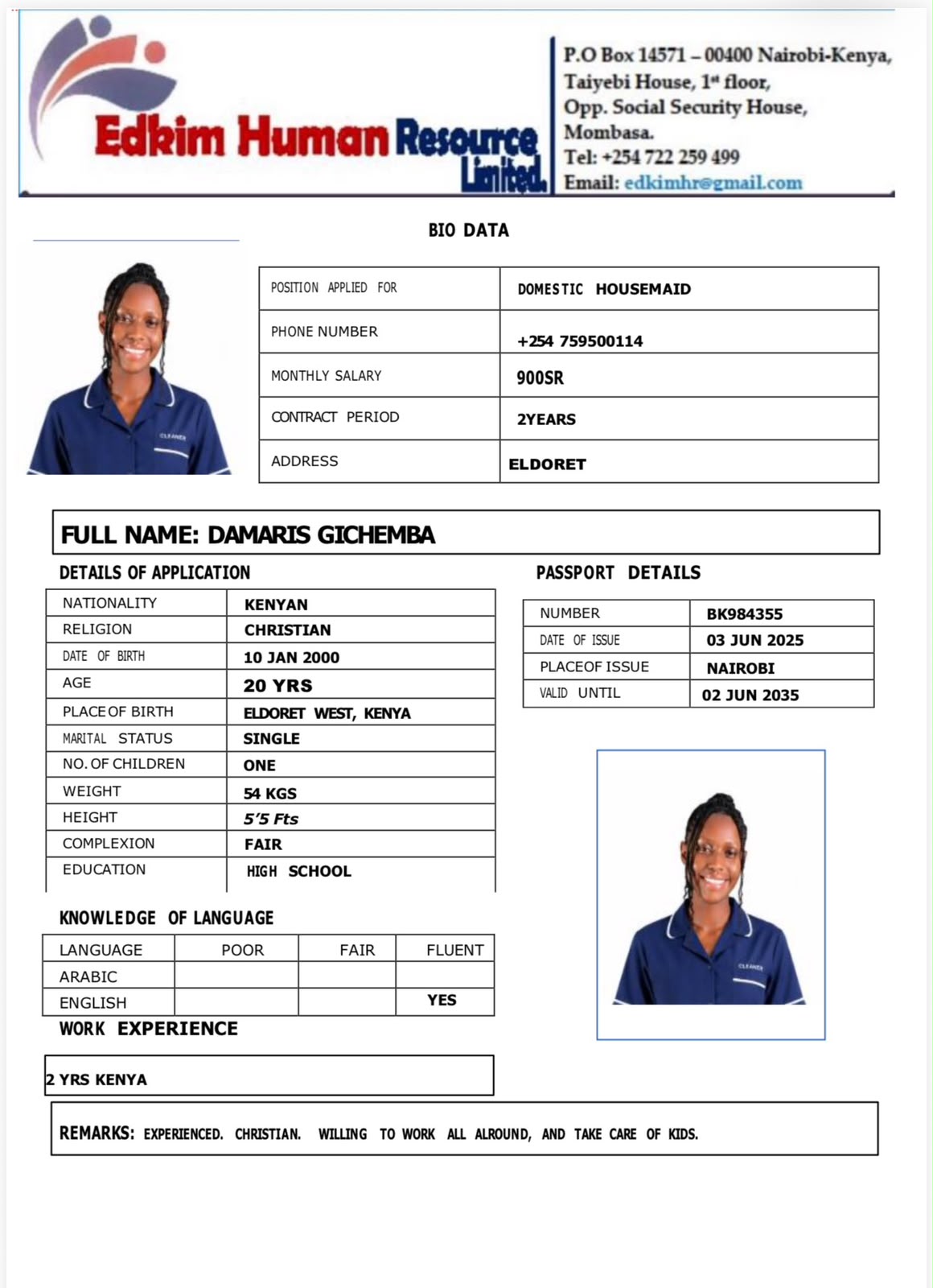 DAMARIS GICHEMBA