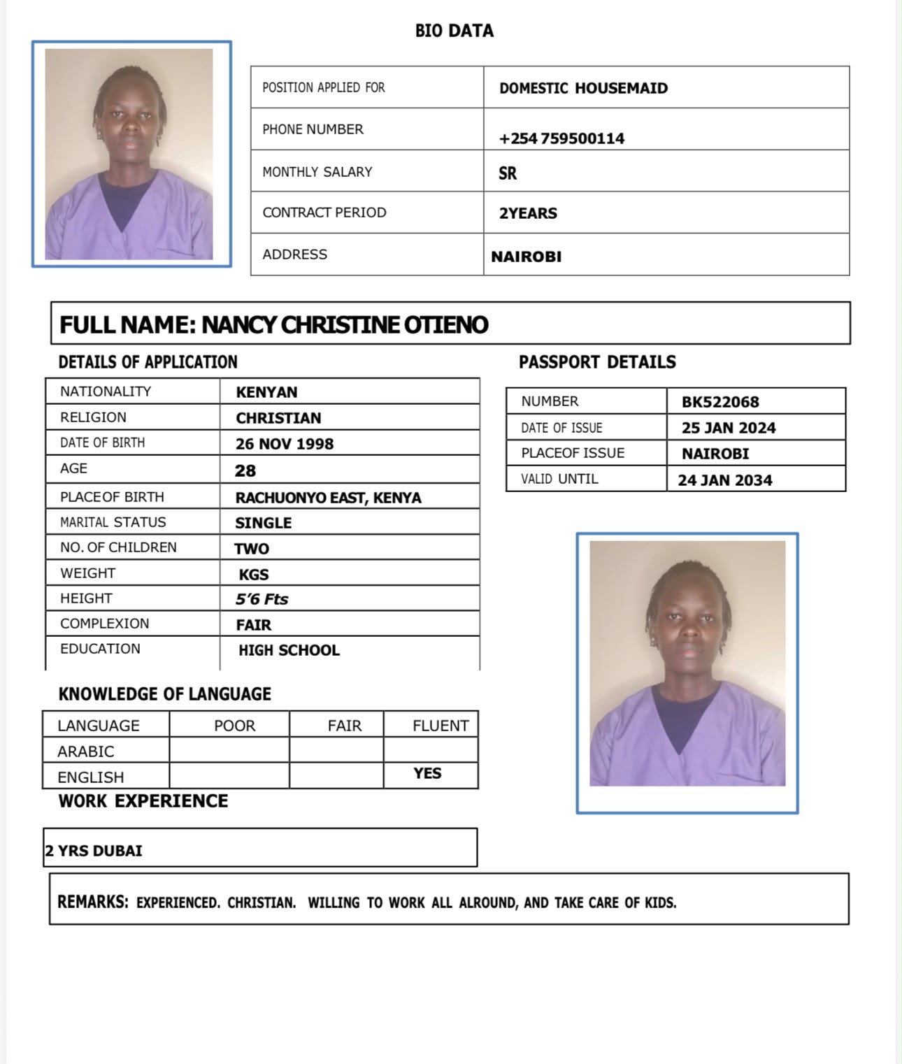 NANCY CHRISTINE OTIENO
