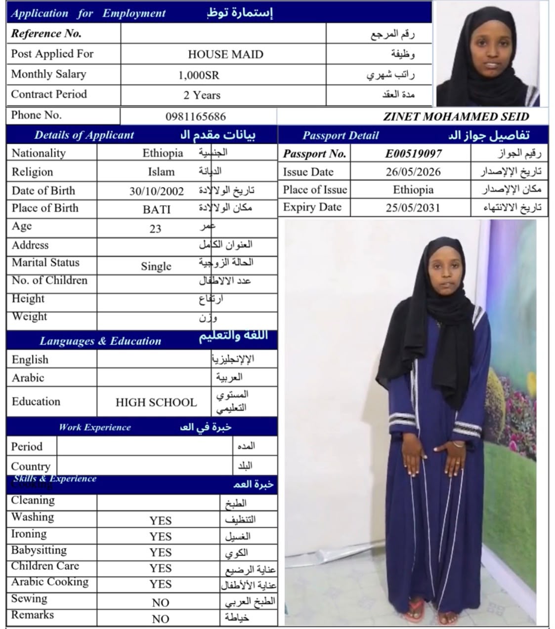 ZINET MOHAMMED SEID